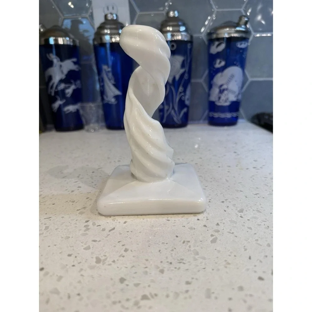 Westmoreland Milk Glass Lotus Spiral Candle Stick Holder Mid Century